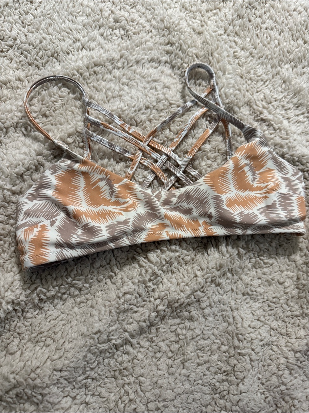 aerie Strappy Bralette Bikini Top in Tan, Cream, Gray